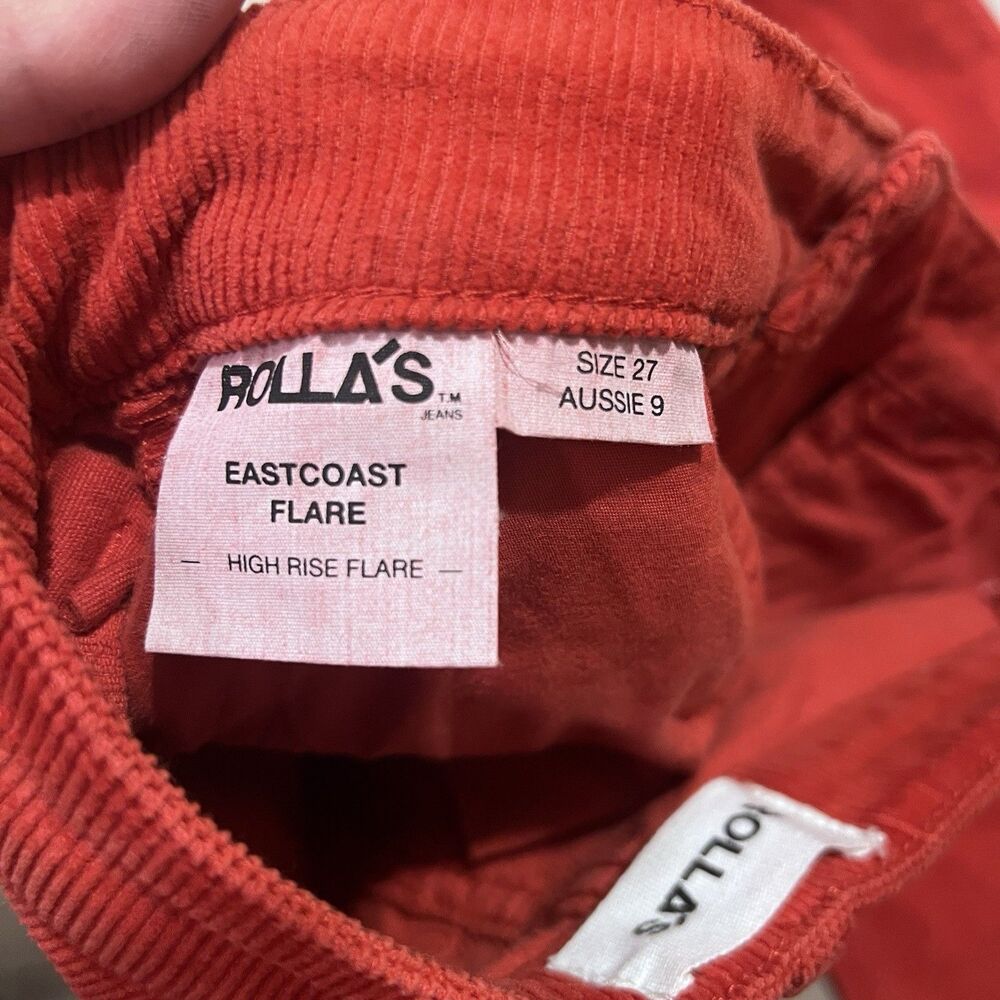 NEW Rolla's Women's East Coast Corduroy Stretch Flare Jeans Pomegranate Size 27 - Picture 2 of 12